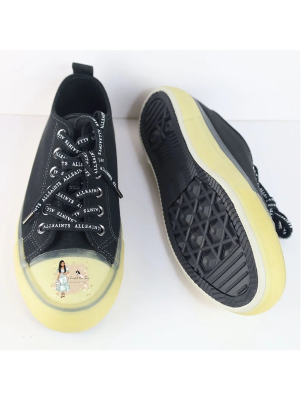 All Saints Jaxon Low Top Canvas Men Sneakers Black Size 9- 0126